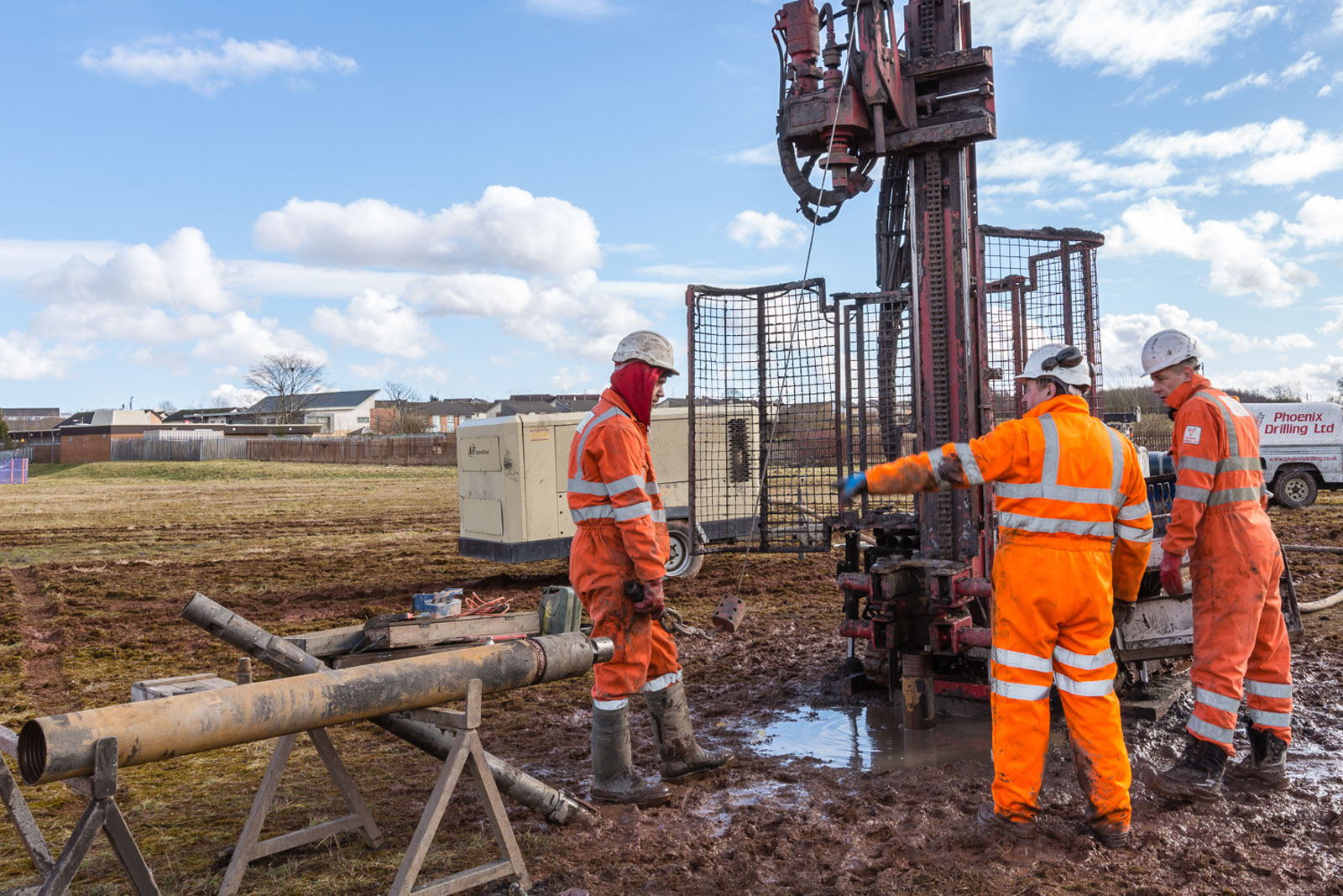 Borehole drilling rig operating in Stevenage
