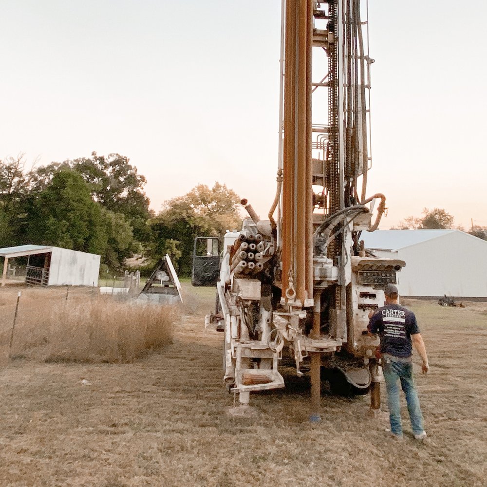 Water well drilling rig in Stevenage at work